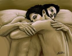 2boys cuddling derek_hale male male_only stiles_stilinski teen_wolf xkxdx