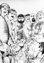 11boys 6+boys balls bara beard black_and_white bruno_b bukkake chubby closed_eyes cum cum_in_mouth cum_on_face cum_on_tongue cumming cumshot ejaculation erection fat_man gangbang gangrape gay group group_sex hairy hairy_male holding_head holding_penis human kneeling male monochrome moustache multiple_boys multiple_males multiple_penises nude obese obese_male on_knees open_mouth overweight overweight_male penis ring sex smiling smoking yaoi