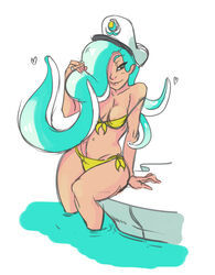 a_pinch_of_vanilla bikini blue_hair mist_(a_pinch_of_vanilla) yellow_bikini