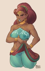 1girls a_pinch_of_vanilla abs alternate_costume bare_arms bare_hips bare_midriff bare_shoulders big_breasts big_thighs breasts breath_of_the_wild brown_skin clavicle clothed clothed_female dark-skinned_female dark_skin exposed_pussy female female_only fit gerudo gerudo_sirwal gerudo_top gerudo_veil hair_up hairy_pussy hips long_hair medium_breasts midriff muscular_female no_bra no_panties presenting_pussy pubic_hair red_hair see-through shiny_breasts shiny_skin shoulders skirt_lift solo solo_focus the_legend_of_zelda thighs toned toned_female uncensored urbosa