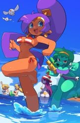 5girls ass bacunng beach beach_ball bikini blue_swimsuit breasts female female_only flat_belly large_breasts looking_at_another looking_at_viewer looking_back male multiple_females multiple_girls navel ocean pov purple_swimsuit red_and_white_swimsuit red_swimsuit risky_boots rottytops sea seaside shantae shantae_(character) shantae_and_the_pirate's_curse sideboob tagme thick_thighs twitch_(shantae) udon_entertainment underboob vinegar_(shantae) wide_hips yellow_swimsuit