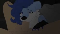 1boy 1girls 2d animated anthro artist_request bellial_grotenbell blanket blowjob blue_fur cum cum_in_mouth digital_media fellatio female female_focus furry male oral solo_focus sound tagme video