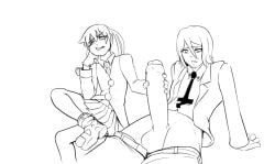1boy 1girls 2026 2d_animation age_difference animated annoyed annoyed_expression big_balls big_penis boxman father_and_daughter handjob hi_res high_resolution highres incest large_penis line_art looping_animation maka_albarn male_focus older_male pants_down soul_eater spirit_albarn