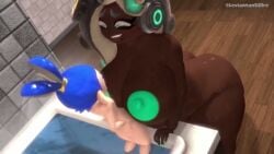 bathroom bathtub dark-skinned_female excessive_cum in_bathtub inkling inkling_boy interracial john_(splatoon) larger_female leviantan581re marina_(splatoon) marina_ida masturbation nabahearttecla nintendo no_voice_acting small_but_hung sound splatoon_(series) splatoon_2 tagme video