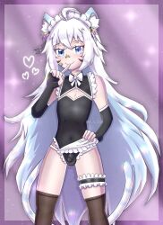 bulge femboy indie_virtual_youtuber long_hair looking_at_viewer maid penis standing taigaxholic virtual_youtuber white_hair