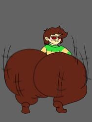 1girls 2d ass ass_bigger_than_head big_ass big_butt blush bottom_heavy brown_hair bubble_ass bubble_butt chara fat_ass female female_chara female_only gigantic_ass gigantic_butt huge_ass huge_butt human human_female human_only massive_ass red_eyes round_ass shaking_ass solo twerk twerking undertale undertale_(series)