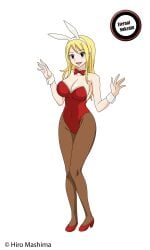 blonde_hair breasts brown_eyes bunny_ears bunny_girl bunnysuit cleavage eternal_nukenin fairy_tail female female_only high_heels lucy_heartfilia playboy_bunny_costume stockings transparent_background