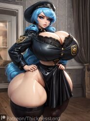 1girls ai_generated alternate_ass_size alternate_body_type alternate_breast_size alternate_costume big_ass big_breasts big_butt bimbo bimbo_body bimbo_lips bimbofication black_legwear blue_eyes blue_hair breasts breasts_bigger_than_head chocovenus_(body_type) cleavage curvaceous curves curvy curvy_body curvy_female curvy_figure curvy_hips dominatrix drill_hair female female_only german_clothes gwen_(league_of_legends) hat hi_res high_resolution highres hips hips_wider_than_shoulders huge_ass huge_breasts huge_butt huge_thighs hyper_breasts league_of_legends legwear light-skinned_female light_blue_hair light_skin long_hair long_legs massive_breasts massive_thighs military military_uniform nazi nazi_uniform riot_games shiny_skin sitting solo solo_female solo_focus stable_diffusion stockings thick_lips thick_thighs thicknesslord uniform voluptuous voluptuous_female wide_hips