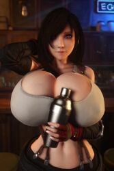 1girls 3d 3d_animation alternate_breast_size animated bartender black_hair booty_shorts bouncing_breasts bouncing_hair breasts_bigger_than_head breasts_bigger_than_torso cleavage cocktail cocktail_shaker female female_only female_solo final_fantasy final_fantasy_vii fingerless_gloves gigantic_breasts gloves hair_over_one_eye hand_behind_head hourglass_figure huge_breasts jiggle jiggling jiggling_breasts looking_at_viewer midriff nipples nipples_visible_through_clothing panting red_eyes short_shorts shorts small_waist solo solo_female sound suggestive suggestive_gesture tagme thin_waist tifa_lockhart top_heavy upper_body vaako video wasp_waist wide_hips