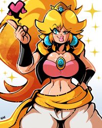 1girls blonde_hair cosplay dragon_ball fusion_character gogeta_(cosplay) legendofnerd mario_(series) metamoran_clothing princess_daisy princess_peach solo