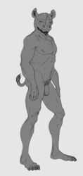 2018 5_fingers 5_toes anthro balls biped body_hair chest_hair claws collarbone feet flaccid frown full-length_portrait grey_background grey_balls grey_claws grey_horn grey_nipples grey_penis grey_skin grey_tail grey_theme horn humanoid_feet humanoid_hands humanoid_penis lethal_doors looking_aside looking_away male male_only mammal muscular muscular_male navel nipples nude pecs penis plantigrade portrait pubes rhinoceros side_view simple_background snout solo standing tail_tuft toe_claws toes tuft