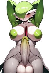 ai_generated alteryors arms_behind_head balls blush fat_cock futanari game_freak gardevoir huge_breasts huge_cock large_ass looking_at_viewer nintendo novelai penis pokémon_(species) pokemon pokemon_(species) smile solo solo_futa sweat testicles veiny_penis white_background