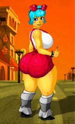 2014 aged_up ass big_ass big_breasts big_butt blue_eyes blue_hair blush breasts bubble_ass bubble_butt dat_ass el_tigre fat_ass frida_suarez jay-marvel looking_at_viewer looking_back nickelodeon old_art short_hair smug thick_ass thick_thighs yellow_body yellow_skin