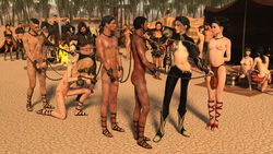 3d bondage breasts captured chains clothed_female_nude_male coffle collar cuffs dark-skinned_male dark_skin emarukk female femdom femsub male male_and_female_subs malesub multiple_females multiple_males multiple_subs naked_footwear nude penis sandals slave slave_collar slavegirl whip whip_marks wrist_cuffs