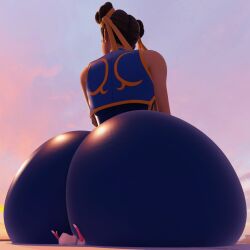 2girls 3d 3d_(artwork) ass big_ass chun-li facesitting female fortnite giantess gwen_stacy huge_ass larger_female macro marvel marvel_comics massive_ass mesaverce size_difference smaller_female spider-gwen street_fighter