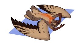 2016 3_fingers abstract_background anthro armlet arms_above_head avian beak bedroom_eyes beige_pussy big_breasts biped bird black_eyes blue_background breasts brown_countershading brown_feathers brown_spots brown_stripes brown_tail brown_wings countershade_legs countershade_tail countershade_torso countershading eurasian_eagle-owl eyebrows feather_tuft feathered_wings feathers female folded_wings gloves_(marking) grey_beak half-closed_eyes half-length_portrait horned_owl humanoid_hands looking_aside looking_away luna_(tehaxis) lying markings multicolored_feathers navel neck_tuft nipples non-mammal_breasts nude on_back orange_feathers orange_sclera owl pink_nipples pinup portrait pose pussy seductive simple_background small_waist smile solo spearfrost spots spotted_feathers striped_feathers striped_wings stripes tail_feathers thick_eyebrows tuft two_tone_feathers white_background wings