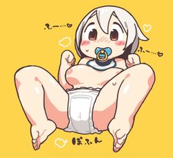 1girls areola breasts diaper female nipples pacifier pull-up_diaper