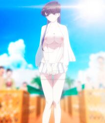 1girls big_boobs big_breasts bikini_bottom black_hair boobs breasts komi-san_wa_komyushou_desu komi_shouko kozureokami20 light-skinned_female long_hair nipples tits topless topless_female watermark