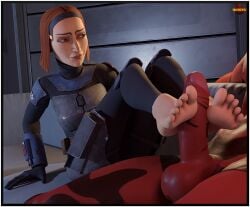 1girls 3d airress3d_(3d-modeller) armor barefoot big_penis blender bo-katan_kryze clone_wars clothed darth_maul feet foot_fetish footjob orange_hair outercourse snafusevsix soles star_wars toes voyeur