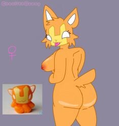 anthro ass bad_anatomy blem_(gogo's) canelitabunny gogo's megatrip nipples orange_fur red_nipples tongue tongue_out unknown_species white_eyes