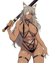 abs azmiyudista big_breasts dark-skinned_female dark_skin eye_patch ghislaine_dedoldia mushoku_tensei tanned_skin zuyuzuyu6