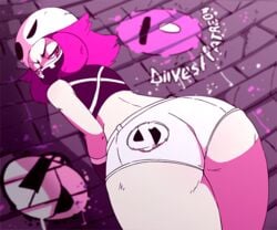 1girls animated ass ass_shake back big_ass clothed diives female female_only female_team_skull_grunt half-closed_eyes hat human long_hair looking_back looking_down mask nintendo patreon pink_eyes pink_hair pokemon pokemon_sm rapp_(pokemon) shirt shorts solo tank_top team_skull team_skull_grunt team_skull_grunt_(female) text twerking url watermark wide_hips