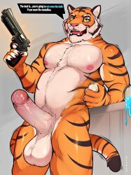 blaker furry gun hi_res humanoid male male_only naked naked_male oscar_(fortnite) solo_male tiger