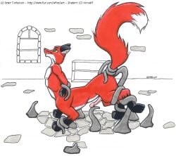 1990s 1998 20th_century anthro erect_penis erection fox fox_taur furry male male_only penis solo solo_male taur tentacle vulpine whitefire