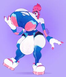 buldge clown clown_girl futanari futanari_transformation hyper hyper_breasts hyper_bulge lipples tagme toppingtart