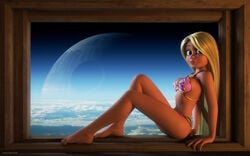 1girls 2016 3d alternate_version_available artist_name bare_shoulders barefoot big_breasts blonde_hair busty clothing crossover curvy death_star detailed_background disney disney_princess eyelashes female female_only front_view green_eyes hourglass_figure human indoors inside kondaspeter long_hair looking_at_viewer lucasfilm metal_bikini midriff pose posing princess rapunzel room royalty scarif shadow shiny shiny_skin sitting slave_bikini solo star_wars tangled very_long_hair voluptuous wide_hips yellow_hair