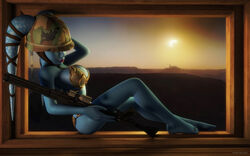 1girls 2016 3d aayla_secura alien alien_girl alternate_version_available artist_name bare_shoulders barefoot big_breasts blaster blue_skin busty cleavage clone_wars curvy dc-15a_blaster_rifle detailed_background eyelashes female female_only freckles front_view gun headgear helmet holding_object hourglass_figure humanoid indoors inside jedha jedi jedi_master kondaspeter mammal metal_bikini midriff pose posing purple_lips room shadow shiny shiny_skin sitting slave_bikini solo star_wars twi'lek voluptuous weapon wide_hips