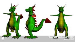 1boy 2000s 2009 2_fingers 3d 3d_(artwork) balls dracorex dragon erect_penis erection furry furry_only gay horn male male_only penis rangarig rangarig_rex scalie small_wings solo t_pose wings