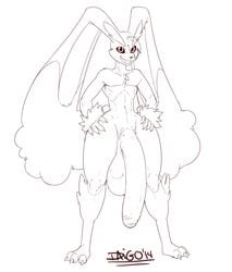 1boy 2014 abs anthro big_testicles claws daigo evil_smile feet foreskin full_body fur hair half-erect hands_on_hips huge_penis huge_testicles hyper hyper_penis hyper_testicles lagomorph large_testicles line_art long_ears long_penis lopunny male male_lopunny male_only male_pokemon mammal muscular nintendo nude original_character penis pokémon_(species) pokemon pokemon_(species) pokemon_dppt smile smug solo text thick_thighs thin_waist timothy_vladislaus unretracted_foreskin video_games watermark wide_hips