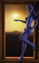 1girls 2016 3d alien alien_girl alternate_version_available artist_name bare_shoulders barefoot big_breasts blue-skinned_female blue_skin busty clone_wars curvy erect_nipple erect_nipples eyelashes female female_only front_view hourglass_figure humanoid indoors inside jedha kondaspeter leg_lift leg_up looking_at_viewer mammal marking naked nude pantoran pose posing purple_hair riyo_chuchi room shadow shiny shiny_skin solo standing star_wars tied_hair twintails voluptuous wide_hips yellow_eyes