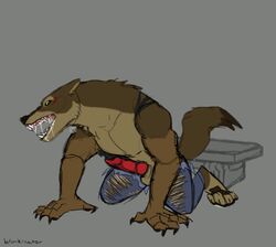 1boy 2018 animal_genitalia animated blunkinator canine claws clothing erection human knot male male_only mammal penis pentacle saliva solo torn_clothing transformation were werewolf wolf