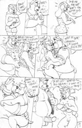 anthro baloo bear comic disney fur furry kit_cloudkicker male mammal monochrome nipples penis rebecca_cunningham talespin testicles wolfwood