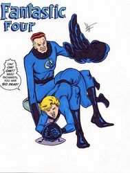 1boy 1girls adam_walters elastic fantastic_four female human human_only husband_and_wife invisible_woman light-skinned_female light-skinned_futanari light_skin male marvel mature mature_female mature_male mr_fantastic reed_richards restrained spanking straight straight_hair stretchy_arms sue_storm tebra