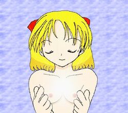 blonde_hair breasts closed_eyes earthbound hairbow mother_(series) ms_paint paula_jones paula_polestar pointy_chin