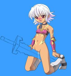 .hack .hack//twilight armor blush bottomless female pussy_juice rena_kunisaki sword weapon