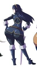 axel-rosered big_butt blue_hair boots bubble_butt butt female fire_emblem fire_emblem_awakening hand_on_hip huge_butt large_butt lucina_(fire_emblem) nintendo sword thighs tights wide_hips