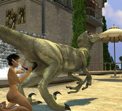 1boy 1girls 3d alyx_vance completely_nude completely_nude_female cum cum_on_face dinosaur dinosaur_boy female garry's_mod half-life half-life_2 handjob human human_female interspecies male nude nude_female raptor straight