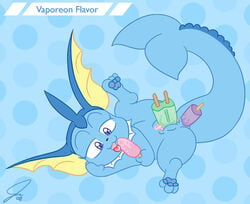 2008 blue_skin color eeveelution female female_only insertion masturbation nintendo nude pokémon_(species) pokemon pokemon_(species) pokemon_rgby popsicle popsicle_in_ass popsicle_in_pussy popsicle_insertion psyredtails raised_leg solo tagme vaporeon vulva what