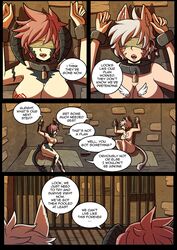 2girls au_ra bondage breasts comic english_text femsub final_fantasy final_fantasy_xiv kinkymation l'cielle_lhas(ci) miqo'te multiple_girls multiple_subs nude rape sin_faye xaela