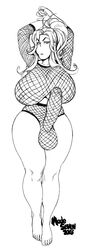 balls big_lips bimbo breasts catherine_(modeseven) fishnets futa_only futanari huge_breasts huge_lips intersex modeseven monochrome nipples penis solo_futa