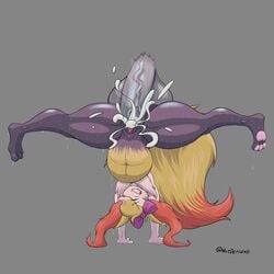 1boy 1girls 3_toes ahe_gao anthro big_ears big_testicles black_eyes braixen cum cum_in_pussy cum_inflation cum_inside cum_splatter duo erection excessive_cum female furry glasses grey_background grey_fur hair_over_one_eye handstand hi_res huge_ass huge_penis huge_testicles humanoid_penis hyper hyper_ass hyper_penis hyper_testicles indynd inflation interspecies large_testicles male nintendo nude orgasm original_character penetration penis pokémon_(species) pokemon pokemon_(species) pokemon_xy pussy sex splits spread_legs spreading stomach_bulge straight sweat syn_(coldfrontvelvet) tail tears text thick_thighs toes upside-down upside-down_splits vaginal_penetration veins veiny_penis velvet_(coldfrontvelvet) video_games watermark wet