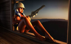 1girls 3d ahsoka_tano alien alien_girl alternate_version_available artist_name bare_shoulders barefoot big_breasts blaster blue_eyes busty clone_wars curvy dc-15a_blaster_rifle erect_nipple erect_nipples eyelashes female female_only front_view gun helmet holding_object hourglass_figure humanoid indoors inside jedha jedi jedi_padawan kondaspeter mammal marking naked nude orange_skin pose posing room sci-fi science_fiction scifi shadow shaved_pussy shiny shiny_skin sitting solo solo_female star_wars togruta voluptuous weapon wide_hips