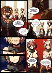 2girls au_ra bondage breasts collar comic english_text femsub final_fantasy final_fantasy_xiv kinkymation l'cielle_lhas(ci) leash miqo'te multiple_girls multiple_subs nude rape sin_faye slave xaela