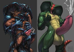 anthro balls beckoning big_balls bovine cattle cum cumshot deusexmoose domination duo ejaculation erection forced goo hand_on_penis hi_res huge_balls humanoid_penis hyper hyper_balls hyper_penis looking_at_viewer male mammal muscular muscular_male orgasm penis rape reptile scalie snake tongue tongue_out transformation vein yaoi