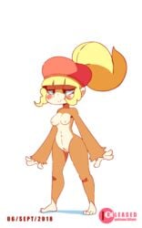 1girls 3_fingers 4_toes animated anthro areolae barefoot blonde_hair blush bouncing_breasts breasts brown_fur closed_eyes dated diives dixie_kong donkey_kong_(series) erect_nipples feet female female_only fur furry furry_only hat jump_cycle jumping long_hair medium_breasts monkey nintendo nipples nude ponytail pussy pussy_juice short_playtime solo text thin_waist toes watermark wet white_background wide_hips