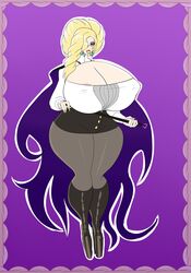 1girls alternate_breast_size annon areola_slip areolae ass big_ass bimbo blonde_hair breasts chubby cleavage clothed eye_contact eyeshadow glynda_goodwitch hair_bun hair_over_one_eye half-closed_eyes high_heels huge_ass huge_breasts looking_at_viewer overweight overweight_female riding_crop rwby solo source_request the_disciplinarian_(rwby) thick_thighs voluptuous wide_hips